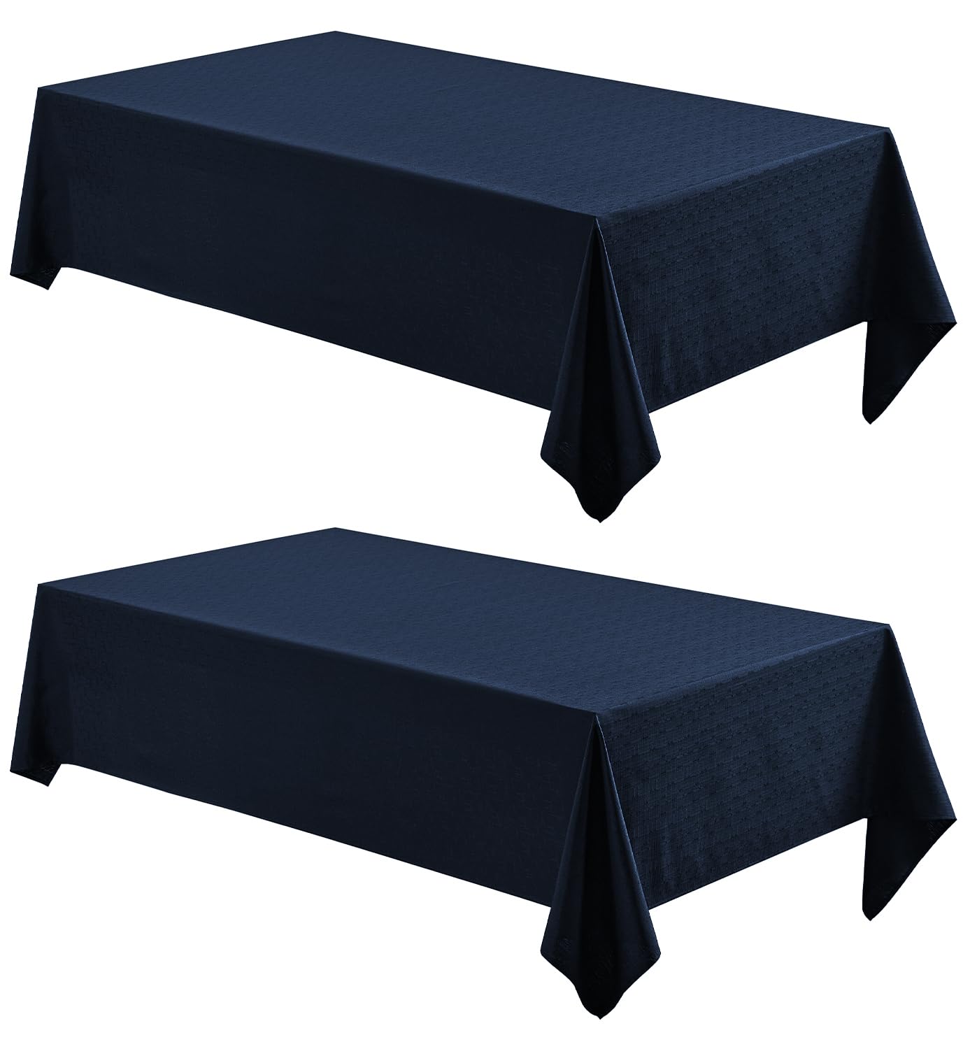 Veblandy 2 Pack Rectangle Tablecloth, 60x84 inch, Water Resistant Wrinkle Free Linen Textured Table Cloth Washable, Decorative Fabric Table Cover for Dining, Party and Camping, Navy Blue
