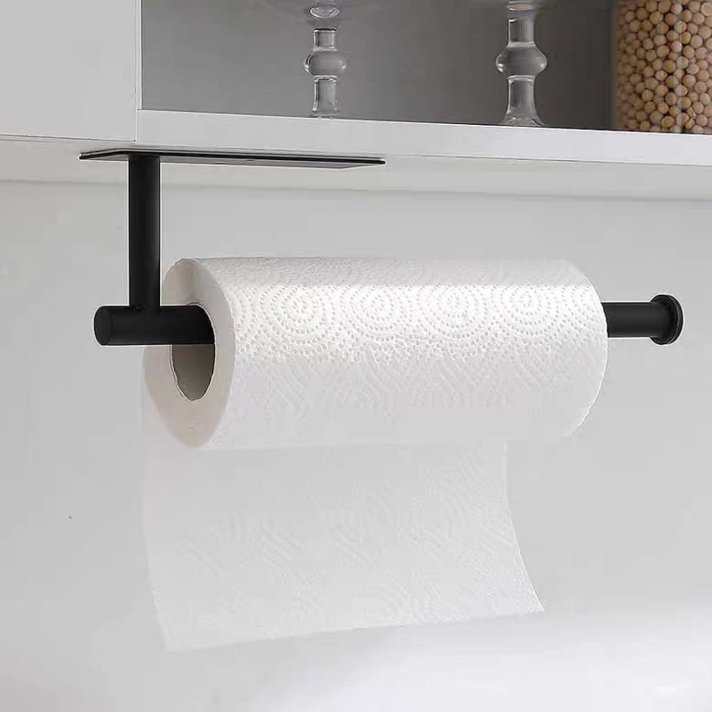Skiennix Paper Towel Holder - Wall Mounted, Self-Adhesive or Drilling, 304 Stainless Steel, 13 Inch - Black