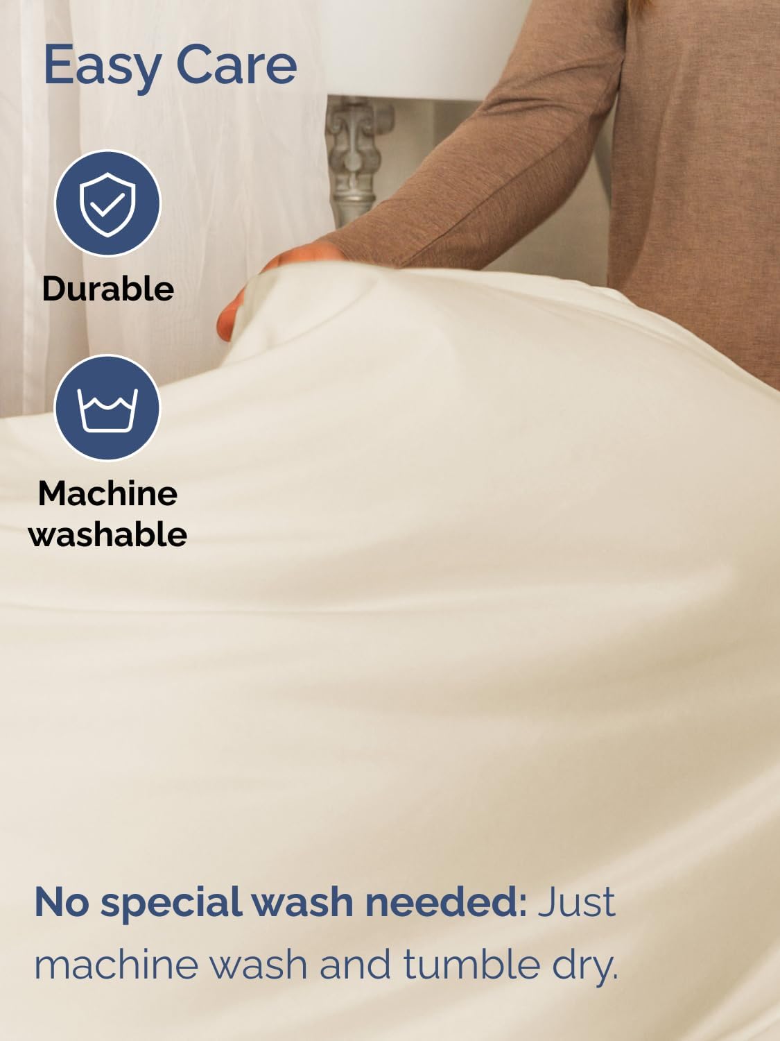 Skiennix Extra Deep Twin Sheet Set - 4 Piece Breathable Cooling Bedding - Soft, Wrinkle-Free Off White