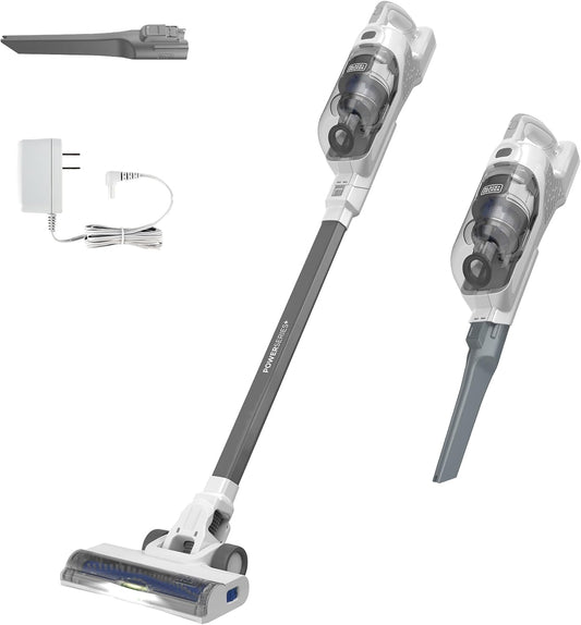BLACK+DECKER 16V MAX Cordless Stick Vacuum - Lightweight, Multi-Surface, LED Lights, White