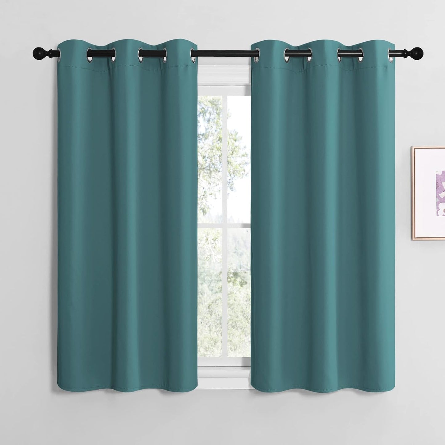 NICETOWN Blackout Curtains - Thermal Insulated Grommet Drapes for Dining Room | Sea Teal, 42x50-Inch Pair