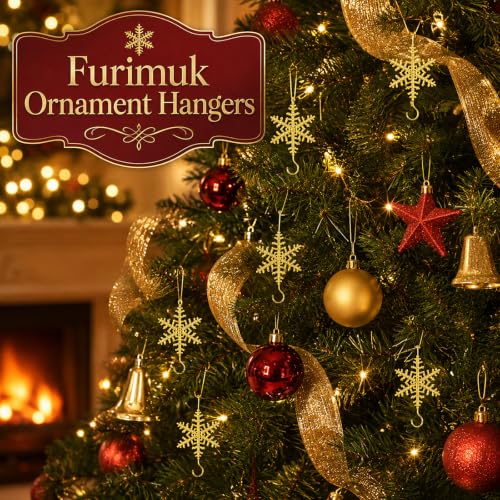 20 PCS Christmas Ornament Hooks, Gold Hooks for Trees