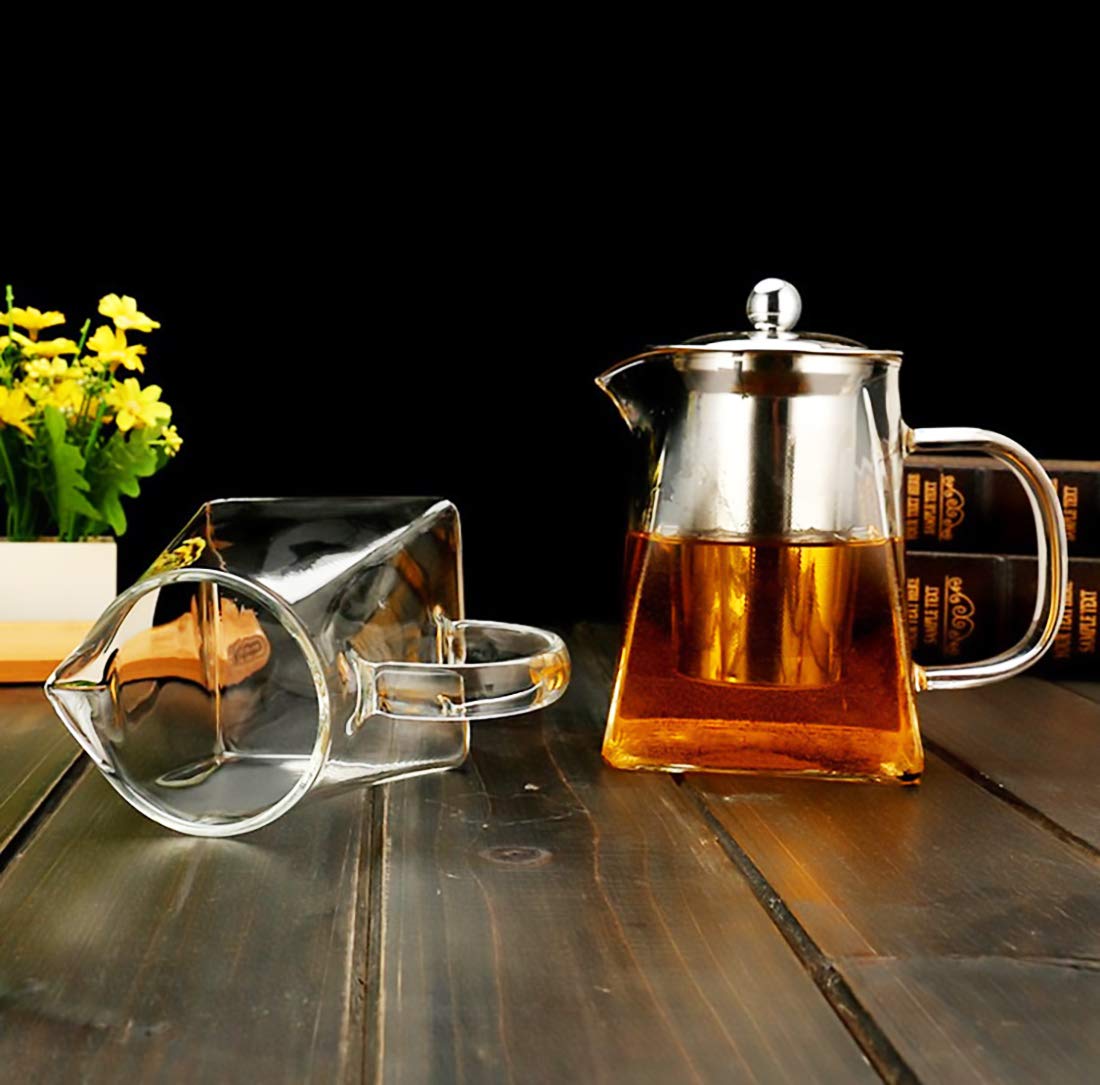 with Infuser Clear Glass Teapot,Tea Pot with Tea Strainers,Borosilicate Glass Teapot with Infusers for Loose TeaHeat Resistant Loose Leaf Teapot,Stovetop Dishwasher Safe (750ML/25OZ)