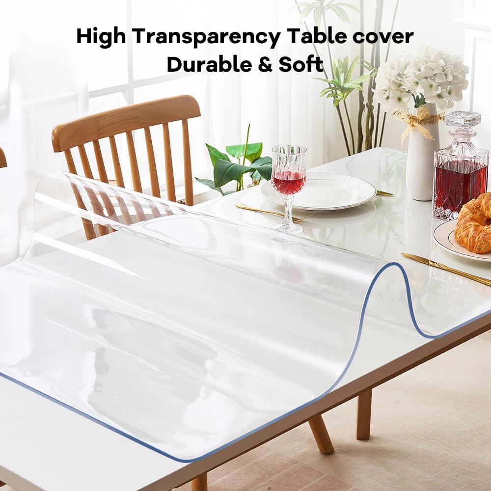 SPLENDEFUL PVC Clear Table Protector - Multisize Thick Transparent Plastic Desk Cover, Rectangular Night Stand, Office & Computer Desk, Sofa Child Table, Small Desk Protector 12x24 in.