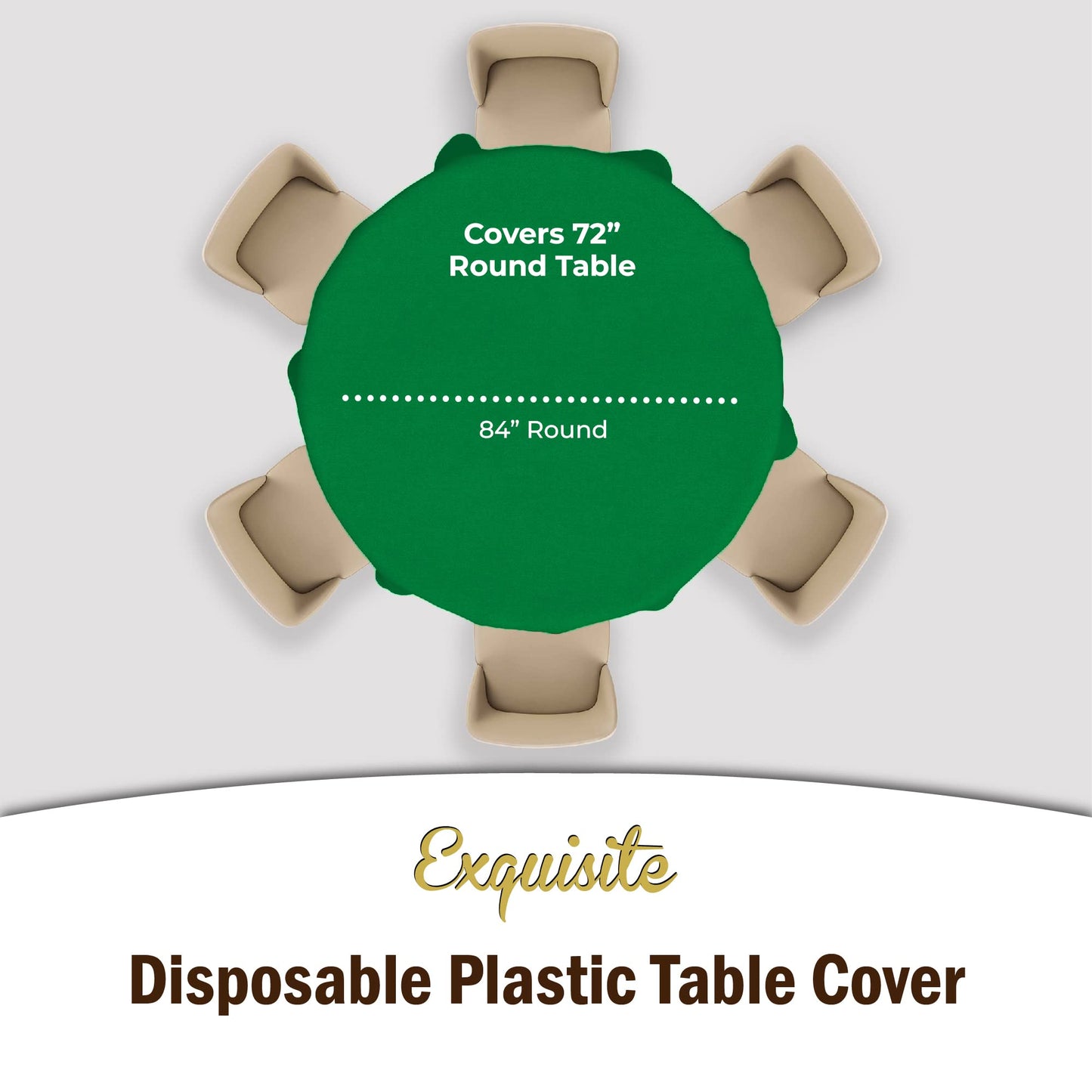 Exquisite 12-Pack Premium Plastic Tablecloth 12-Pack Premium Plastic Tablecloth 84in. Round Table Cover - Emerald Green