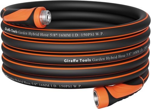 Giraffe Tools Garden Hose - Heavy Duty 5/8" Flexible Hybrid Hose | 50ft with Swivel Handle, 600 PSI Burst