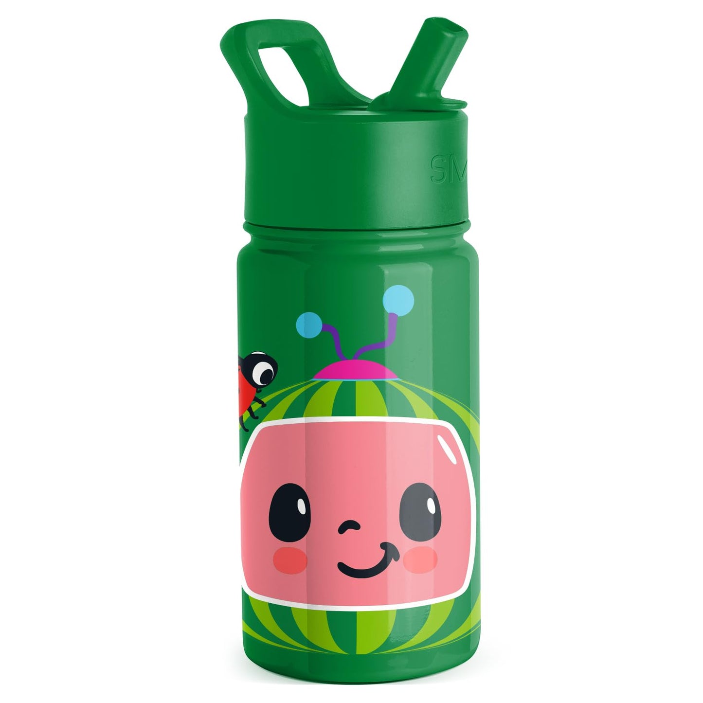 Simple Modern Kids Summit Water Bottle with Straw Lid | CoComelon 14oz Stainless Steel Cup Insulated Tumbler for Toddlers, School | CoComelon Watermelon