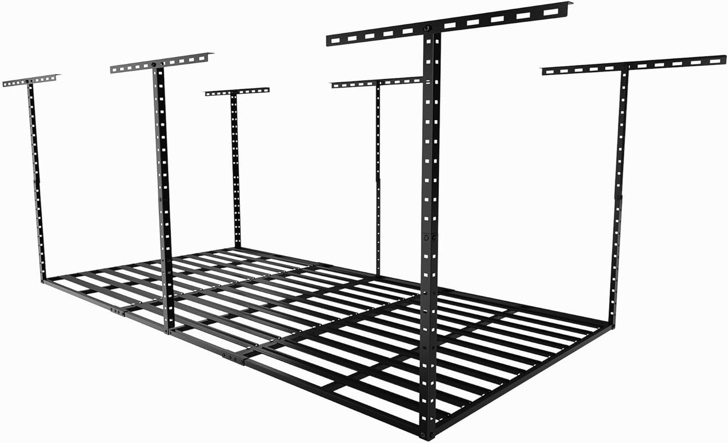 SunsGrove Overhead Garage Storage Rack - Adjustable Ceiling-Mounted, 800LBS Capacity, Hammertone Black