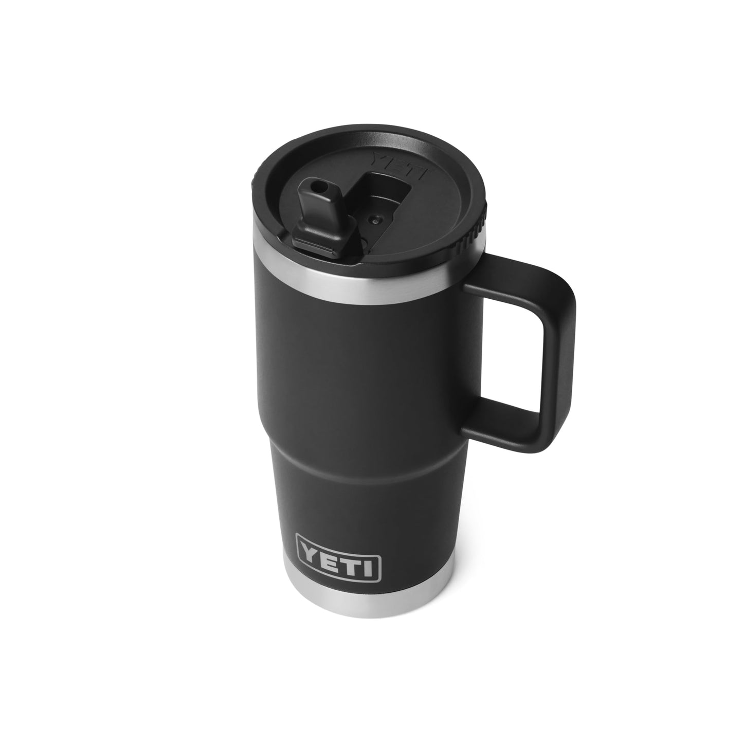YETI Rambler 20 oz Travel Mug with Flip Straw Lid – Stainless Steel, Vacuum Insulated, Leakproof, Cup Holder Friendly, Black