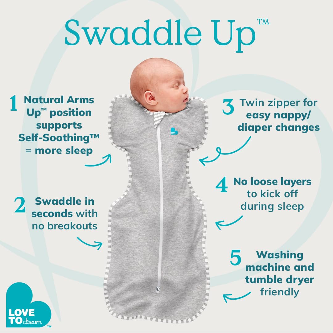 Love to Dream Swaddle UP - Baby Sleep Sack for Self-Soothing | 1.0 TOG, 13-19 lbs, Gray