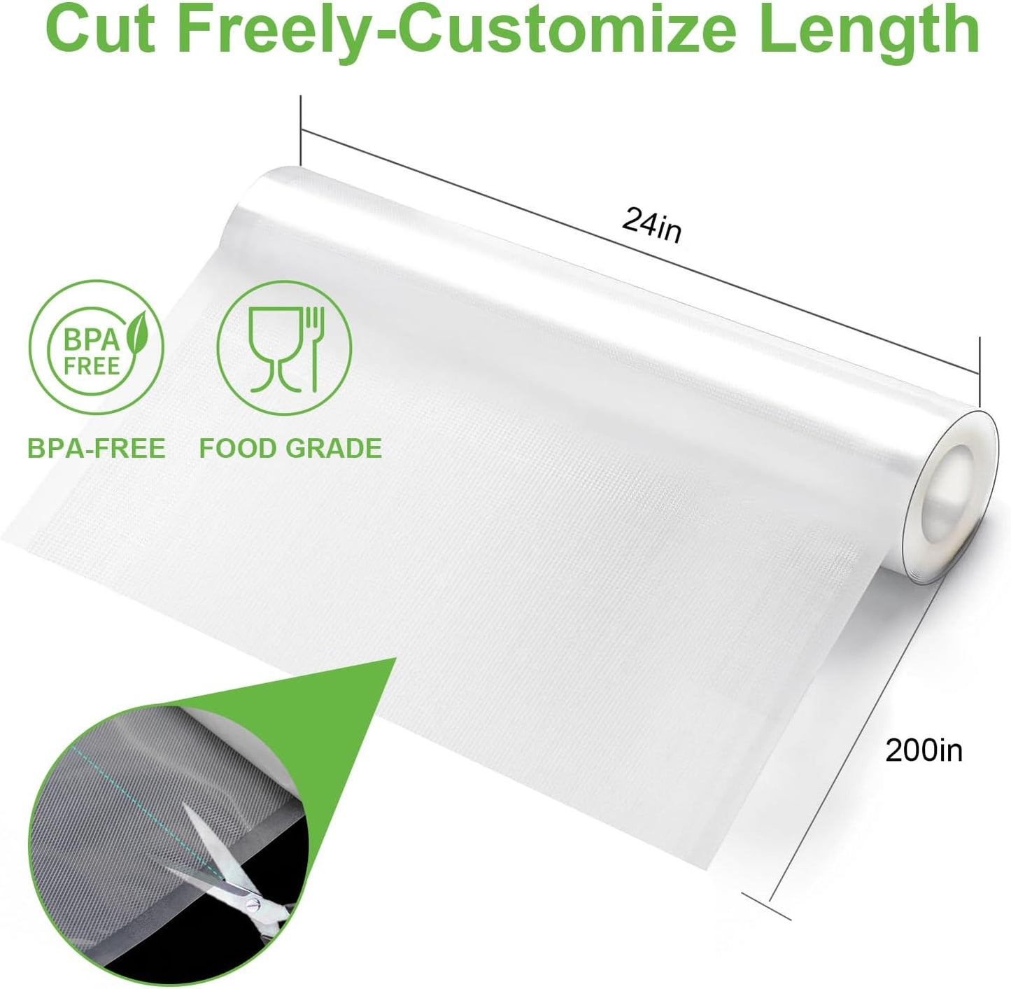 Skiennix Vacuum Sealer Bags - Heavy Duty BPA-Free 3 Rolls 8" x 16' for Food Storage & Meal Prep