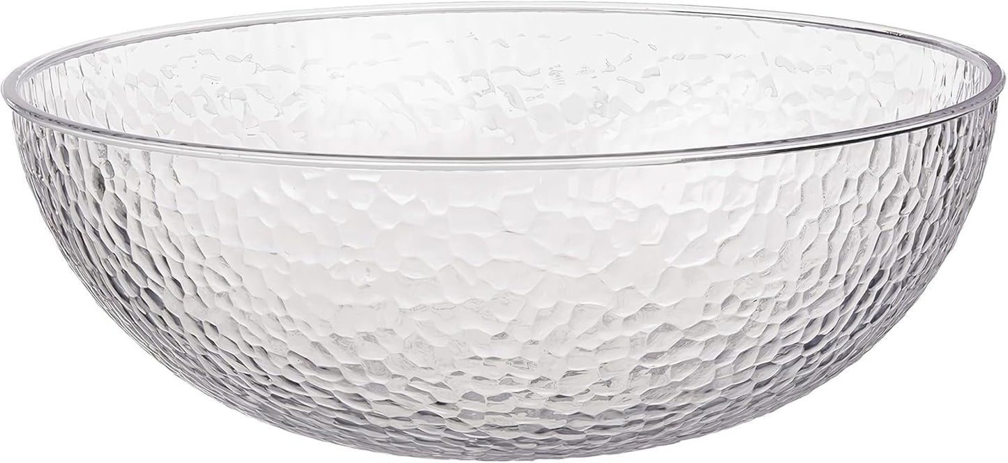 Lillian Collection Stunning Clear Plastic Round Hammered Bowl - 18" (4 Pc.) - Unique Textured Design - Perfect for Parties & Displays