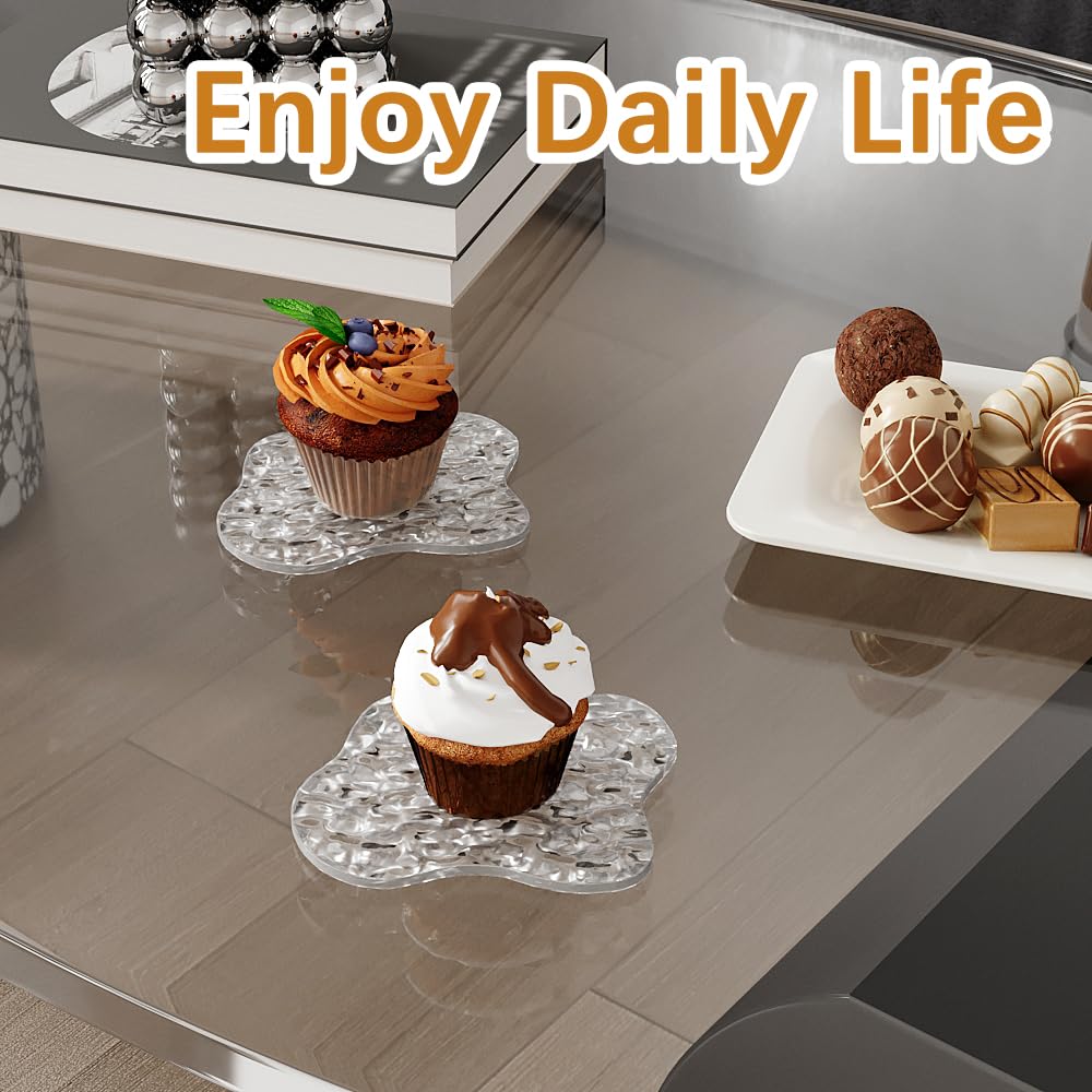 Acrylic Coaster Set of 2 with Non-Slip Silicone Dots, Clear Drink Coasters with Waterproof Material, Cloud Shape Desk Accessories, Coasters for Office, Home,Bar, Cafe Decor