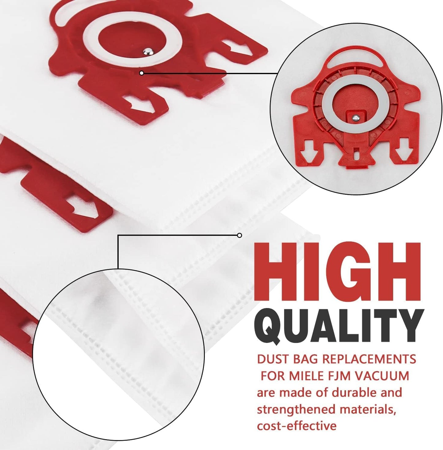 Miele 3D Airclean Dust Bags - Replacement for FJM Vacuum Models | Pack of 10 with Filters