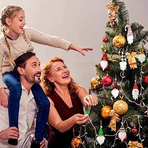 Jetec 40 Pcs Christmas Wooden Gnome Ornament Gnome Hanging Ornaments Handmade Decoration Santa Doll Wooden Hanging Craft for Xmas Tree Decor Holiday Party