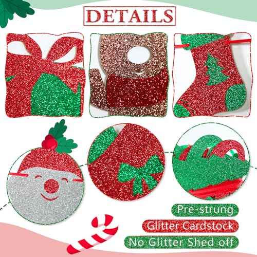 Qttier Oh What Fun It Is to Be One Banner, Pre-strung Christmas 1st Birthday Party Decorations, Red and Green Glitter