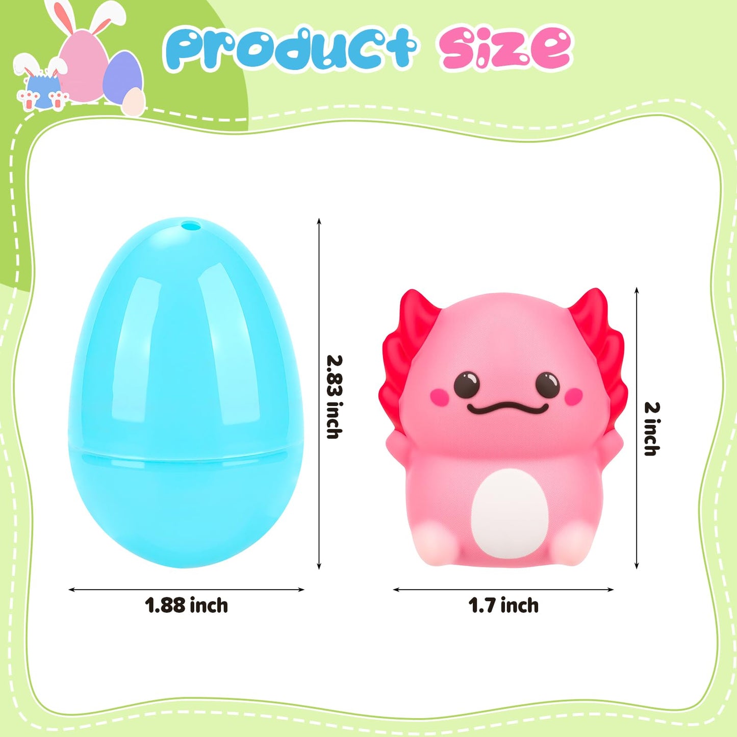 PAKSPAK 20 Pack Easter Eggs Fillers with Axolotl Squishy Toys Inside Easter Basket Stuffers Easter Egg Hunt Easter Party Favors for Kids