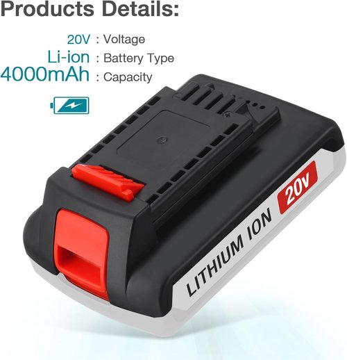Black & Decker Replacement Battery | Upgraded 20V Max 4000mAh | Extended Run Time for Cordless Tools