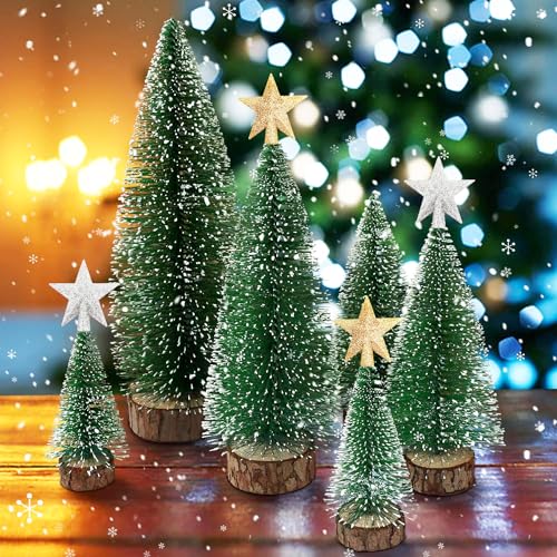 4Pcs Mini Star Christmas Tree Topper 2.36in Gold & Silver Glitter