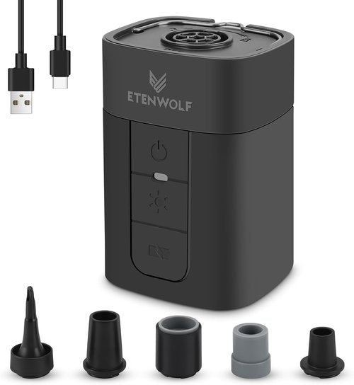 ETENWOLF Portable Electric Air Pump - 10400 mAh Quick Inflator & Deflator for Pool Floats, Air Mattress, Camping Light