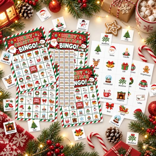 Christmas Party Bingo Card Game - Holiday Family & Group Activity - Variation: Christmas-1