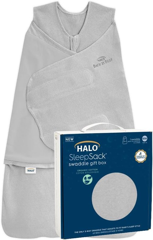 HALO Sleepsack Swaddle - 100% Organic Cotton Newborn Gift Set | TOG 1.5, 0-3 Months, Cloud Design