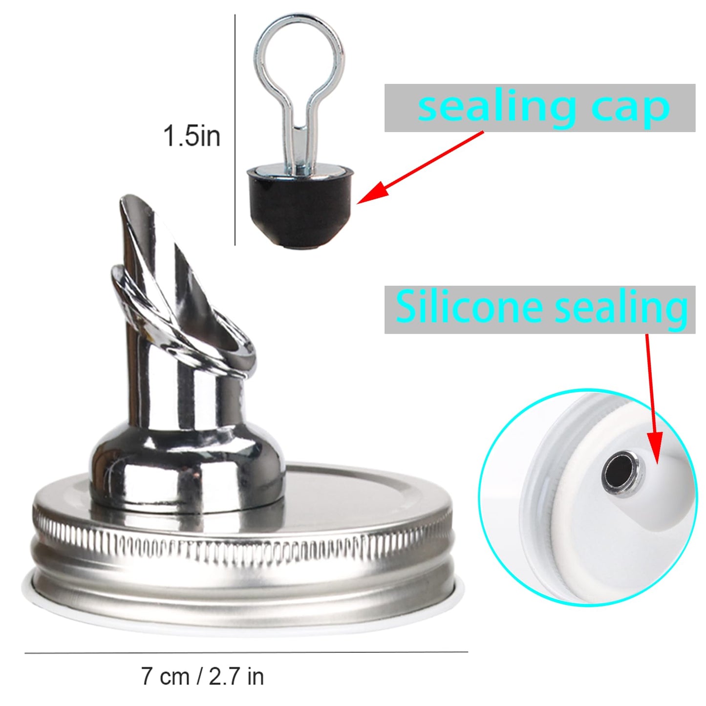 Mason Jar Pour Spouts. free flow Mason Jar Pour Spouts, mason jar for spout regular mouth size 70mm dispenser germination cover. Suitable for any liquid (4 pieces stainless)