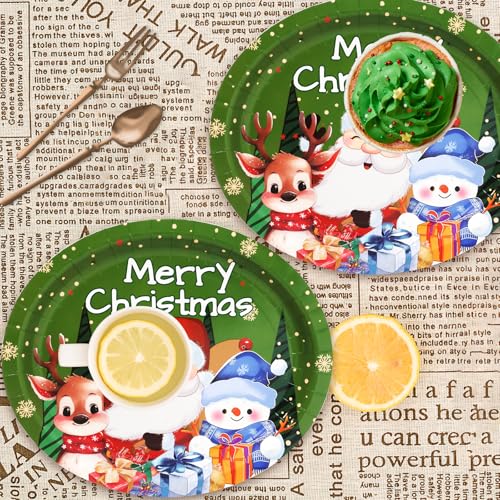 Christmas Paper Plates 24 Pack - Santa, Snowman & Holiday Themed Serving Plates