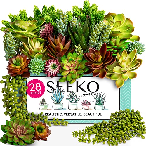 Artificial Succulents Plants Set 28 Pack - Realistic Fake Succulents for Home & Decor