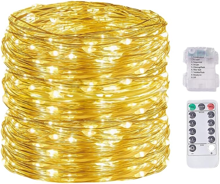 Skiennix LED Fairy Lights - Waterproof Battery Operated String Lights for Indoor/Outdoor Decor | Warm White, 33FT, 100 LEDs