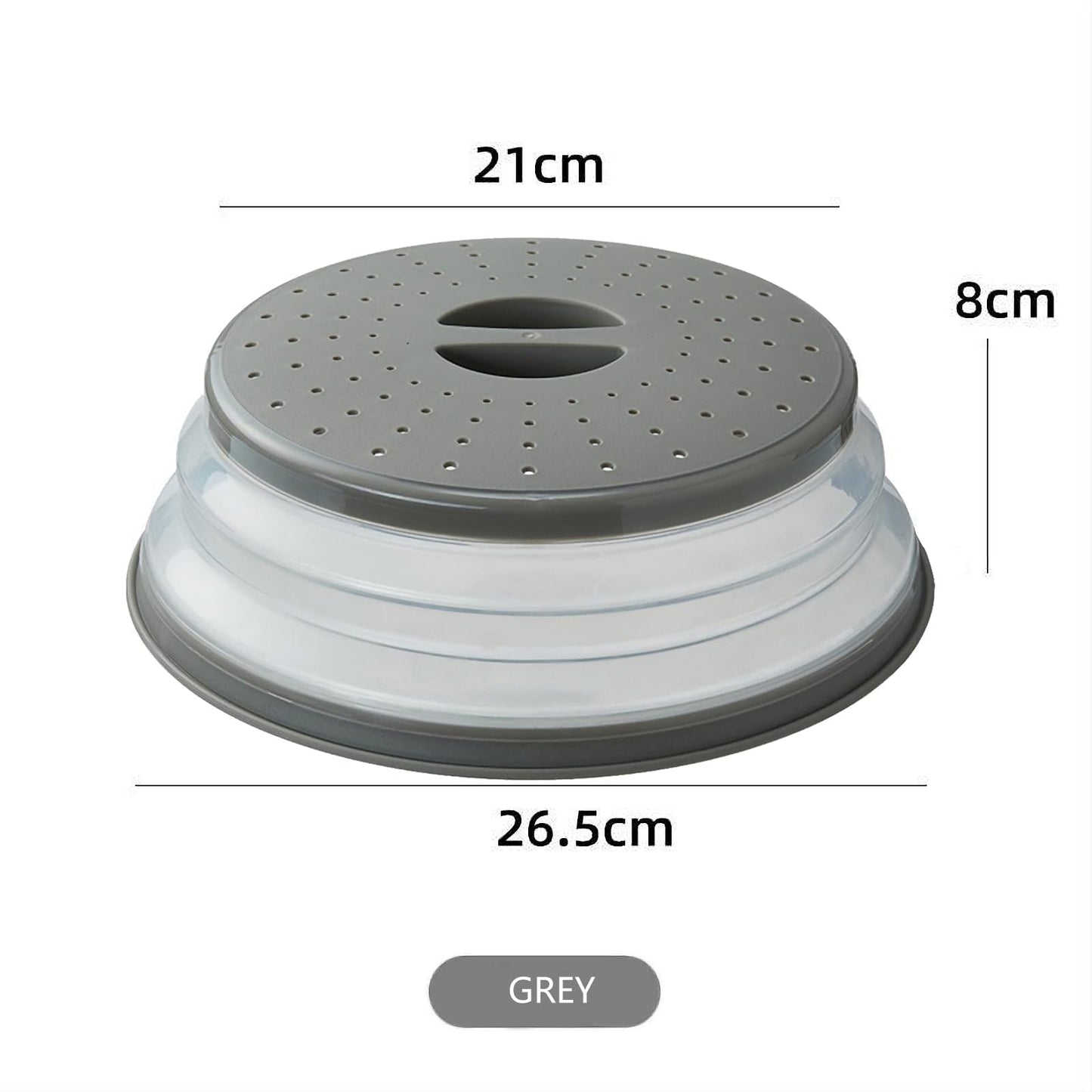WENWELL Vented Collapsible Microwave Splatter Cover for Food,Kitchen dish bowl Plate lid Can be Hung,Dishwasher-Safe,Fruit Drainer Basket,BPA-Free Silicone & Plastic,gray