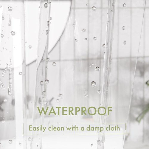 AmazerBath Waterproof Shower Curtain Liner - 72x72 Clear PEVA with 3 Magnets & 12 Grommets