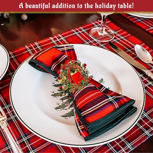 Legigo 6 Pack Christmas Wreath Napkin Rings Set - Elegant Metal Holiday Table Decor