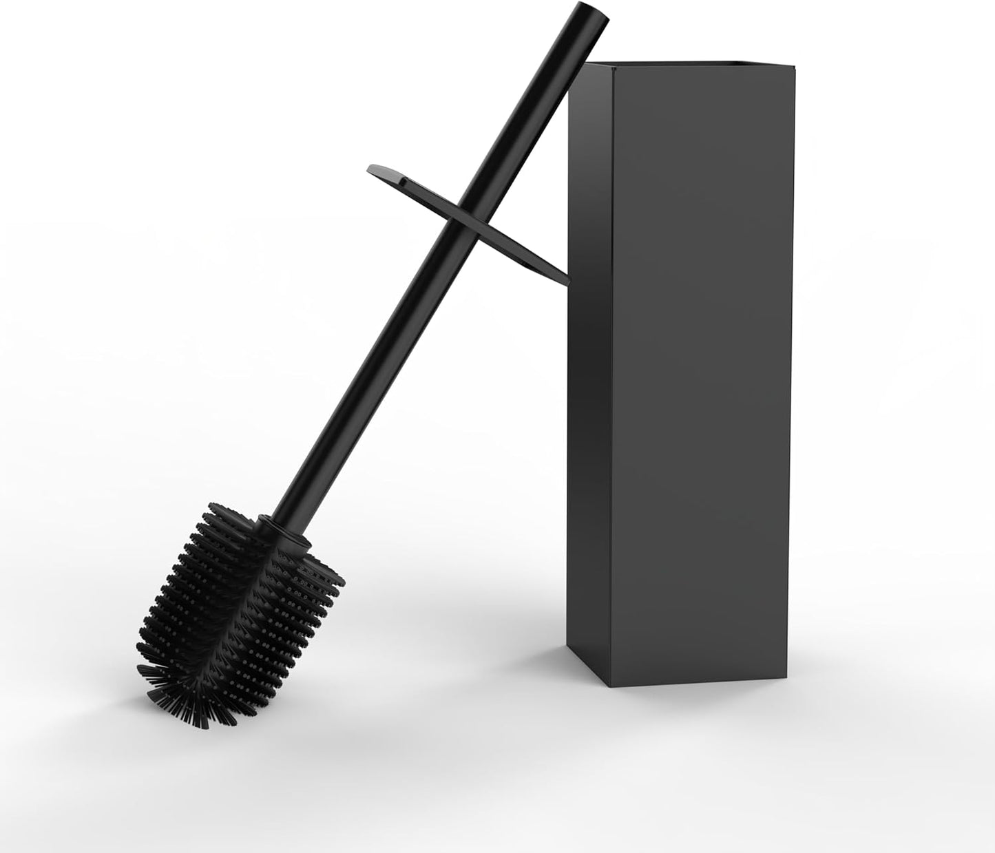 RUACQ Toilet Brush and Holder Set 2pcs,Square Toilet Bowl Brush for Bathroom with 304 Stainless Steel Handle Toilet Cleaner Brush with Durable Scrubbing Bristles,Splash-Proof (White)