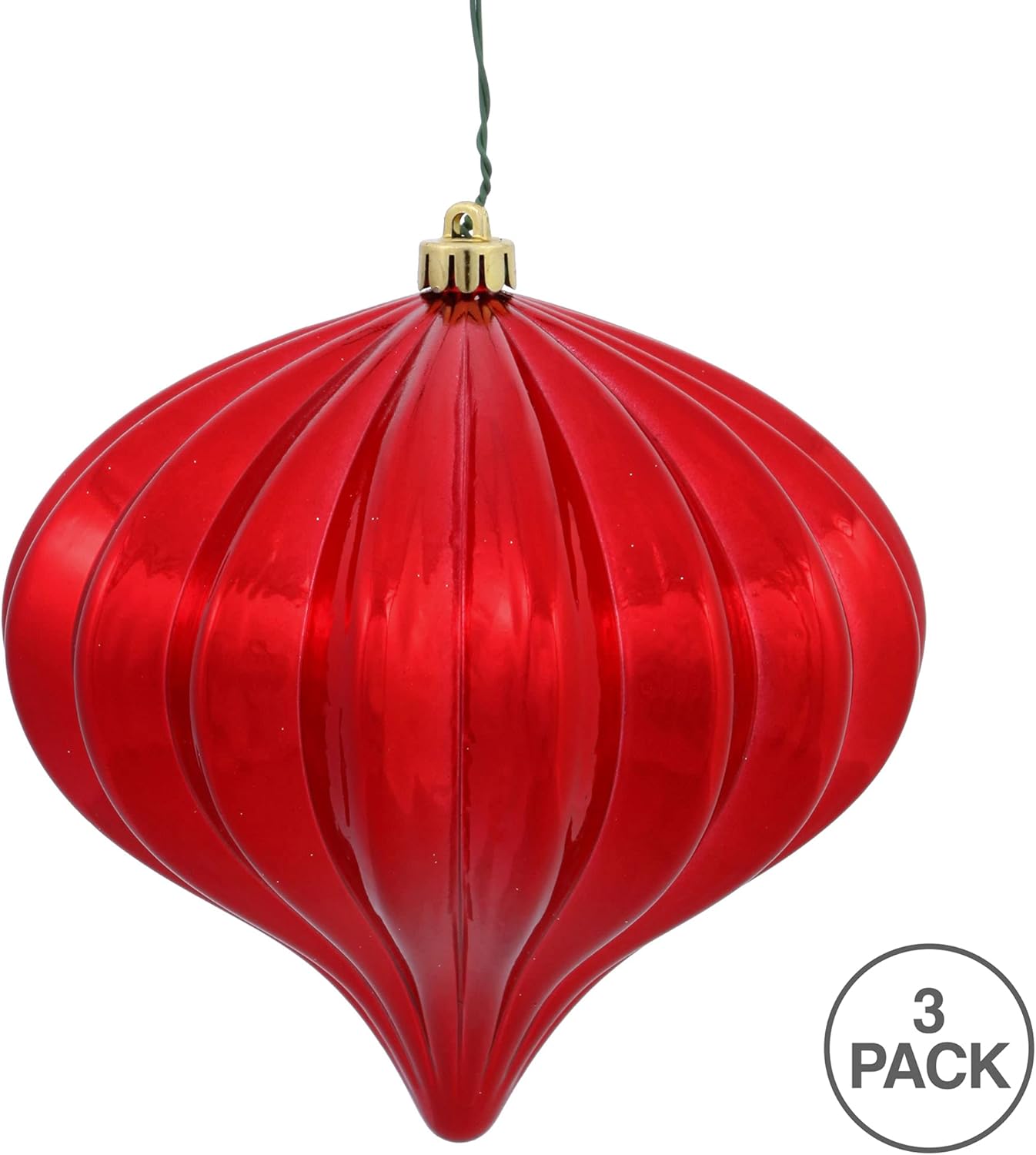 Burnished Orange Matte Onion Christmas Ornaments - UV Treated, Set of 3 by Vickerman