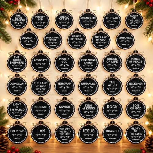 48 Pcs Jesus Christmas Ornaments Set - Wooden Holiday Decorations for Tree & Crafts