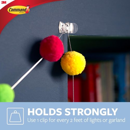 Command Decorating Clips - Damage-Free Hanging Light Clips with Adhesive Strips | 40 Clips & 48 Strips