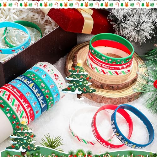 Snowman Christmas Silicone Bracelets 60 Pcs Party Favors & Prizes