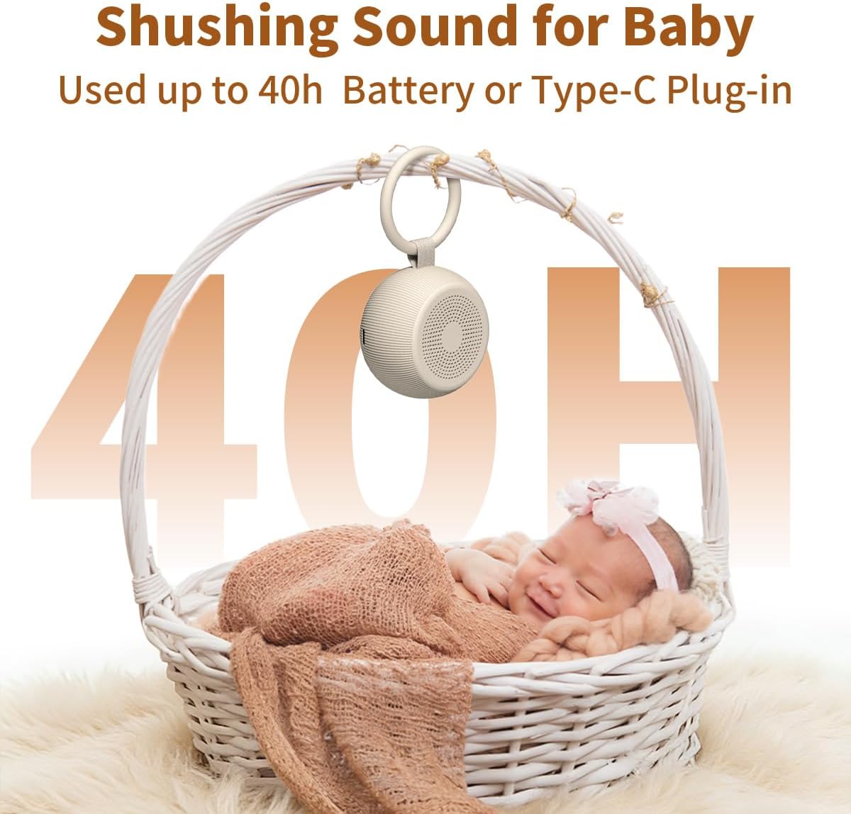Skiennix Portable Travel Sound Machine - 30 Soothing Sounds, 40-Hour Battery Life, Adjustable Volume for Home & Baby