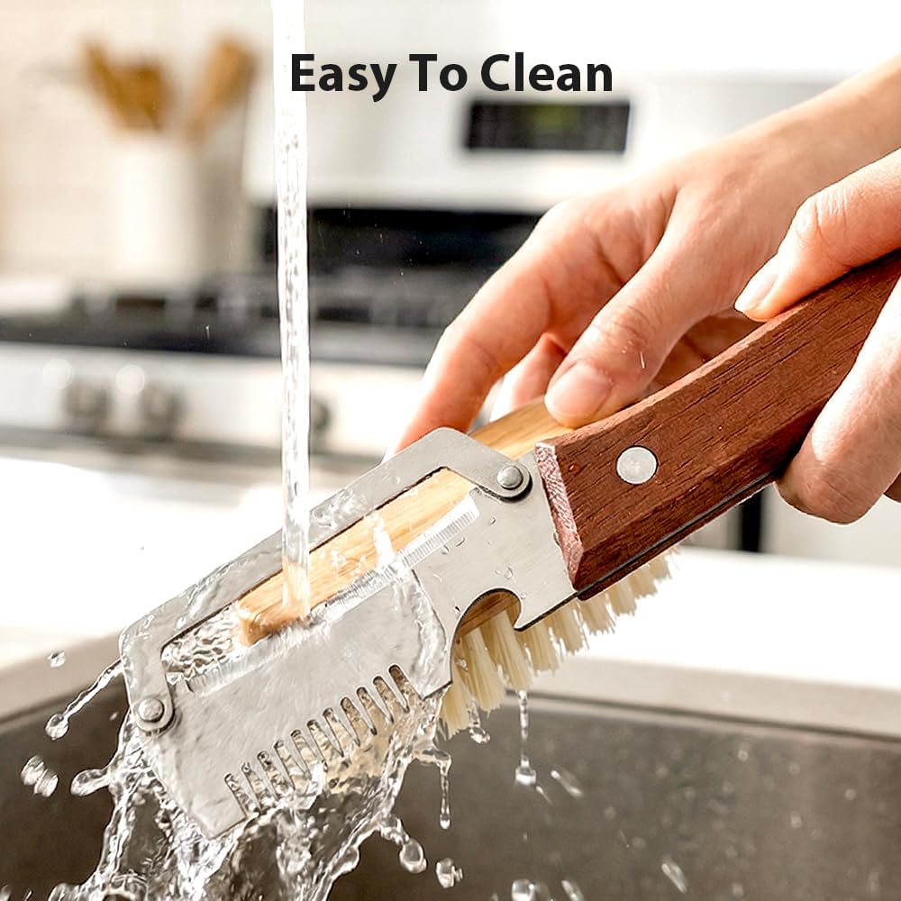 Skiennix Multi-Functional Vegetable Peeler - Stainless Steel with Wooden Handle | Ideal for Fruits & Scallions