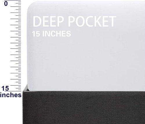 FLXXIE Twin XL Fitted Sheet - Soft Microfiber Deep Pocket Up to 15" | Wrinkle & Fade Resistant - White