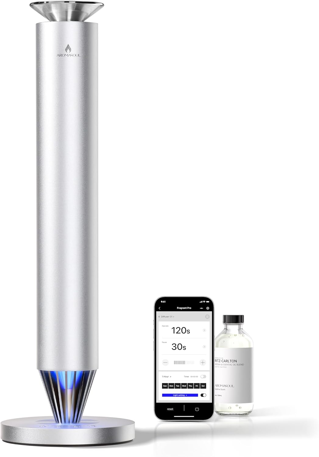 **Skiennix Wireless Rechargeable Scent Diffuser Starter Kit - 1500 Sq Ft Coverage, Mood Light & Essential Oil**