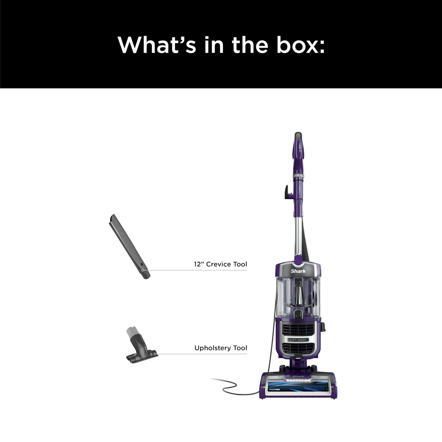 Shark Lift-Away Upright Vacuum with Powerfins, Self-Cleaning Brushroll, Anti-Allergen Complete Seal Technology, No Hair Wrap, LED Headlights, and Advanced Swivel Steering, Eggplant, ZD201