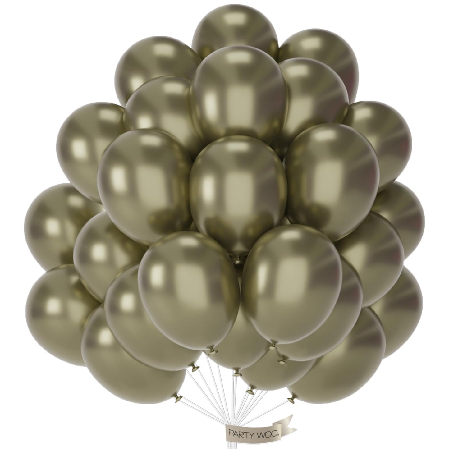 PartyWoo Metallic Green Balloons 50pcs 12 Inch Metallic Sage Olive Green Boho Neutral Balloons for Graduation Wedding Engagement Baby Shower Woodland Jungle Birthday Party Decorations Green-G126
