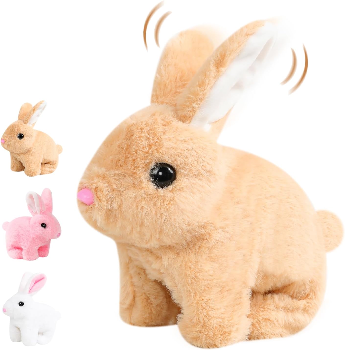 Vizela Realistic Rabbit Toy - Interactive 7'' Plush Bunny with Lifelike Movements | Perfect Easter Gift (Brown)