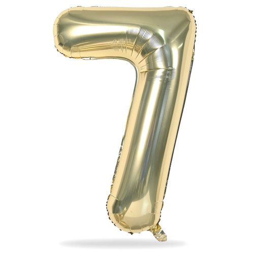 40'' Champagne Gold Number 7 Balloon, Self Inflating Foil Number Balloons Set 0-9, Light Gold Digital 7 Helium Balloon for Girls Boys 7th Birthday Graduation Party Decorations Anniversary Supplies