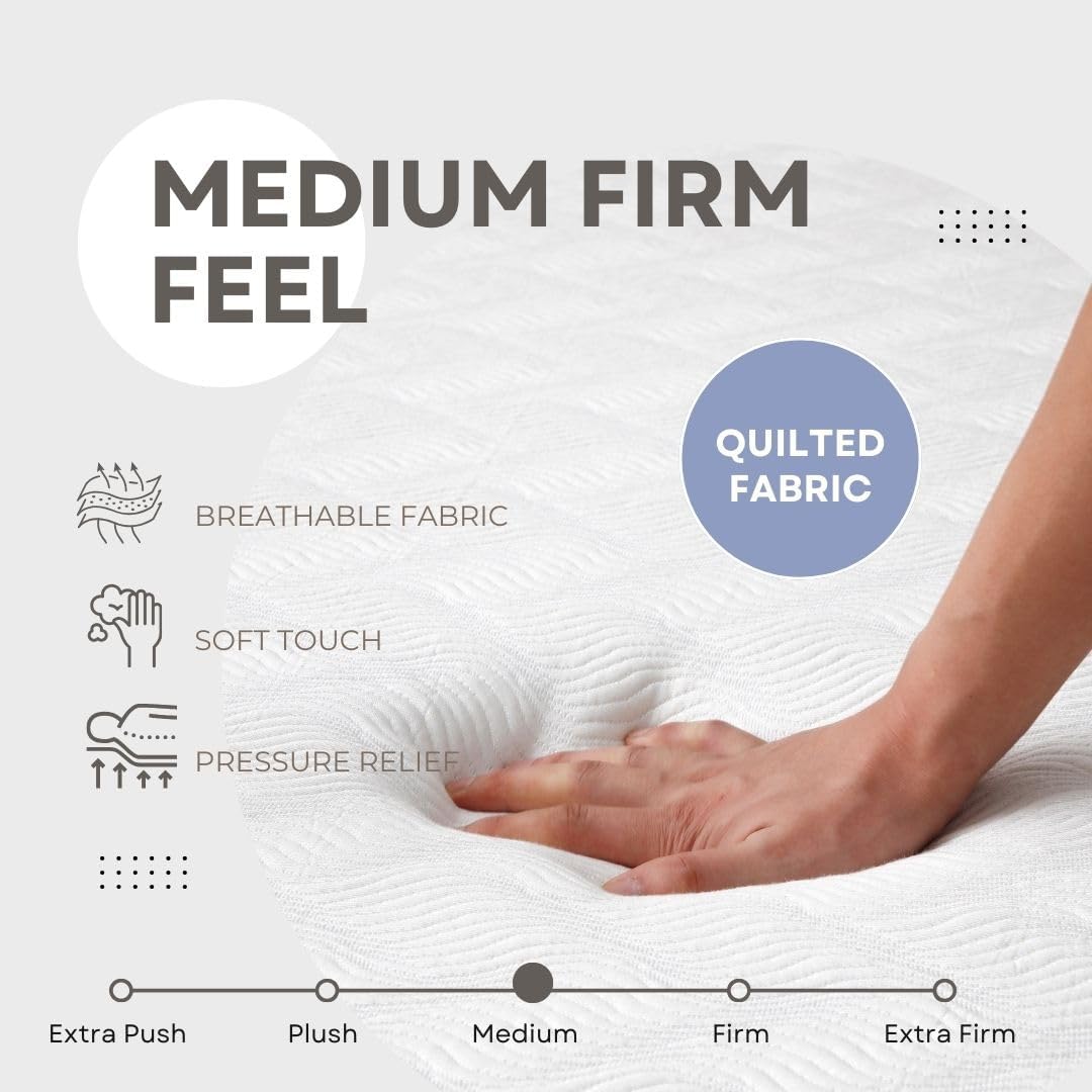 L’Baiet Twin Size Gel Memory Foam Mattress - 8 Inch Medium Firm | Breathable Cooling Technology & Pressure Relief