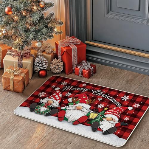 Livcoz Gnome Truck Christmas Kitchen Rugs Set of 2 - Holiday Non-Slip Decor