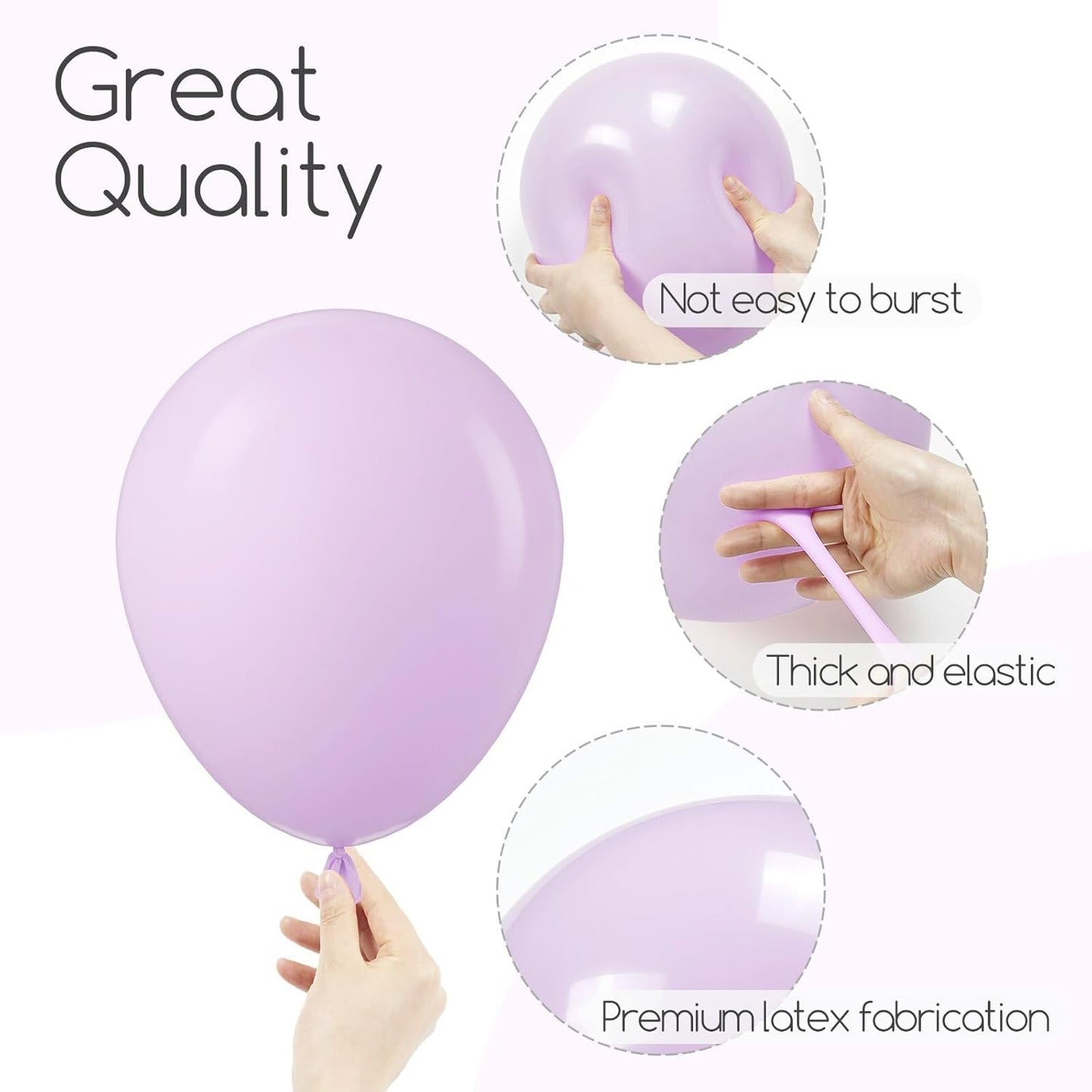 Skiennix Pastel Purple Balloons - 120pcs in 5-18 Inch Sizes for Baby Showers, Weddings & Parties