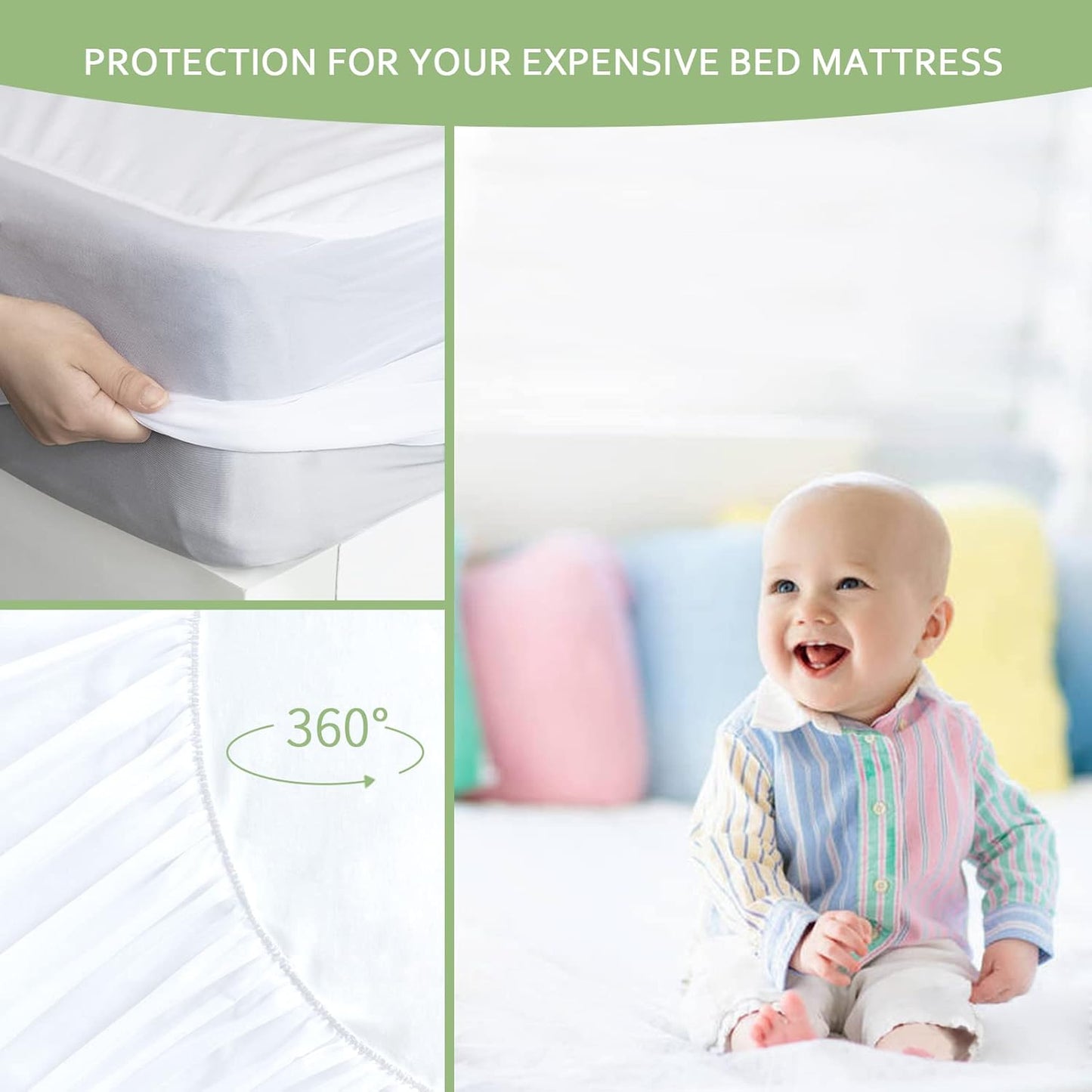 Skiennix Waterproof Mattress Protector - Skin-Friendly, Breathable Twin Size Cover with 14" Deep Pocket